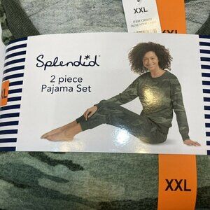 Spendid Womens NWT 2-pc Olive Heather Pajamas